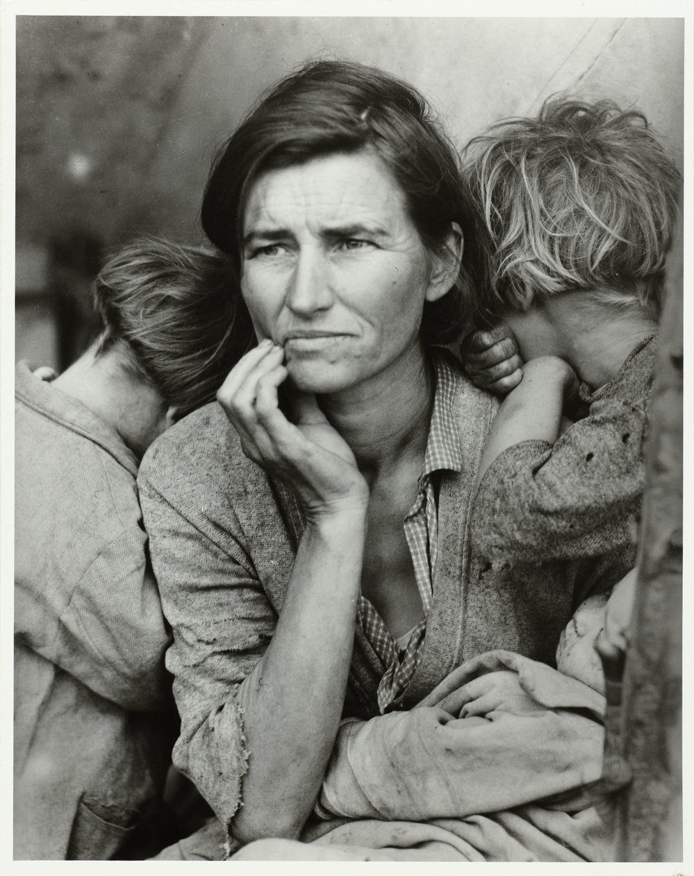 Portret van Florence Owens Thompson Göçmen anne, 1936 (orijinal adı) by Dorothea Lange