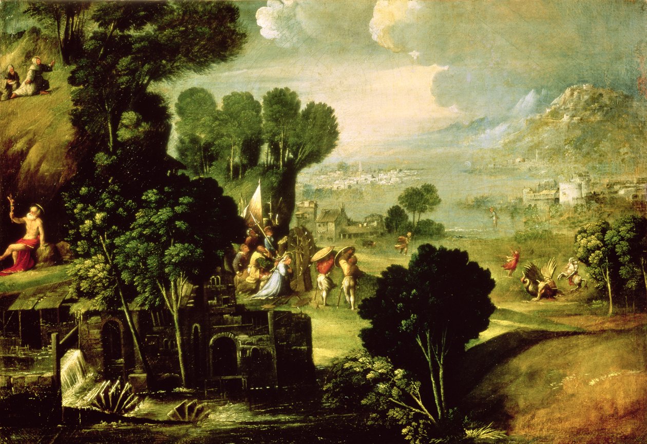 Azizlerle Manzara, 1520-30 by Dosso Dossi