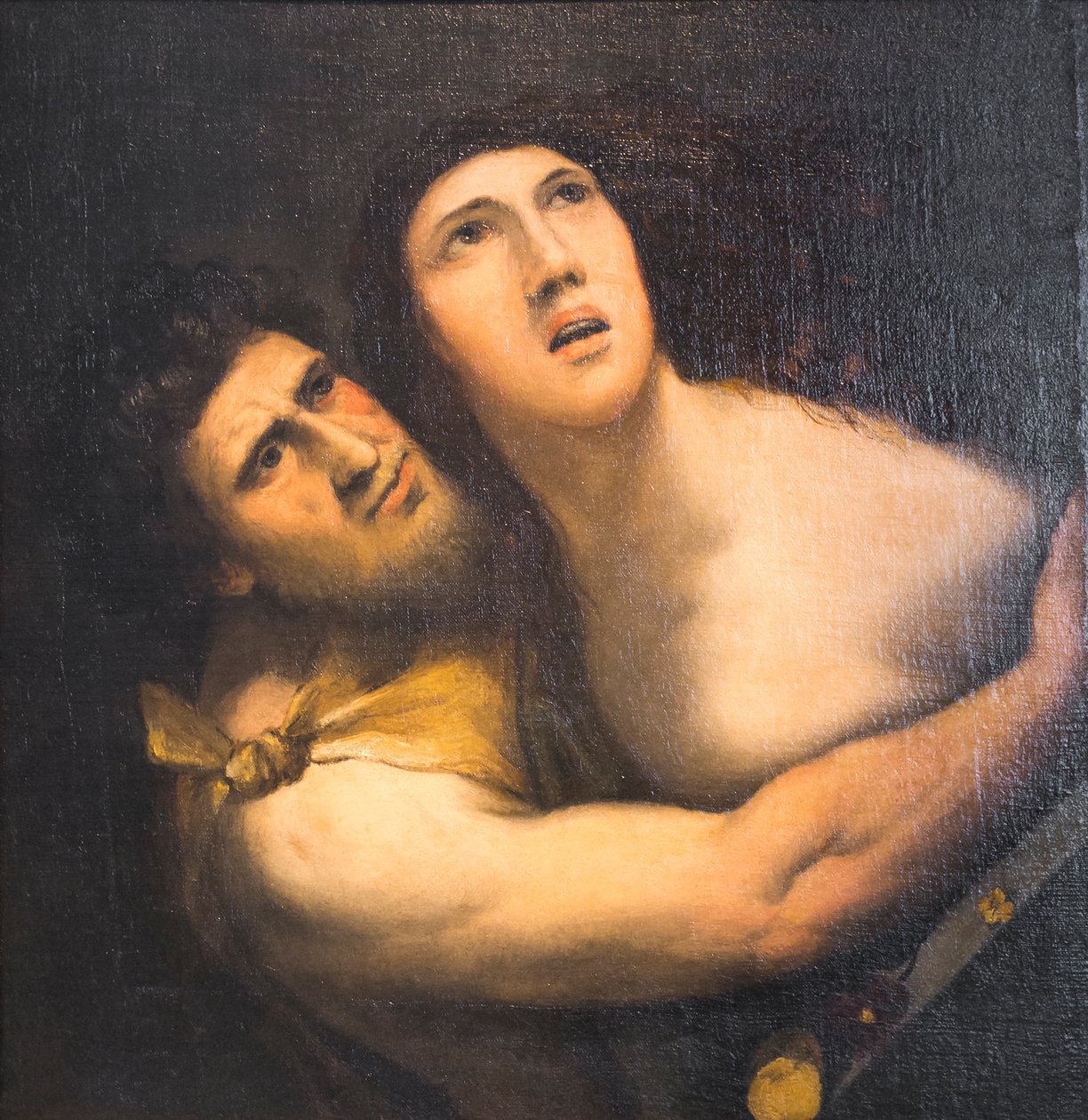 Satyr ve perisi (tuval üzerine yağlı boya) by Dosso (after) Dossi