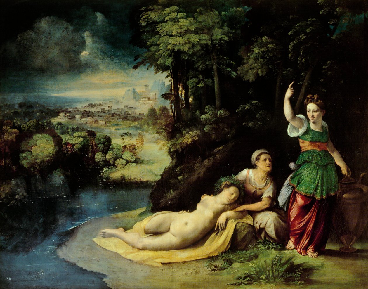 Diana ve Callisto, 1528 dolaylarında, Dosso Dossi (1486-1542 dolaylarında), tuval üzerine yağlı boya, 49x61 cm by Dosso Dossi