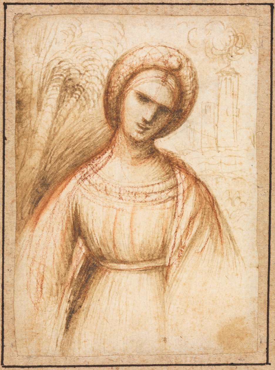 Peyzajlı Bayan, Yaşlı Bir Kadının Büstü Boyu Profili verso, c. 1521. by Dosso Dossi