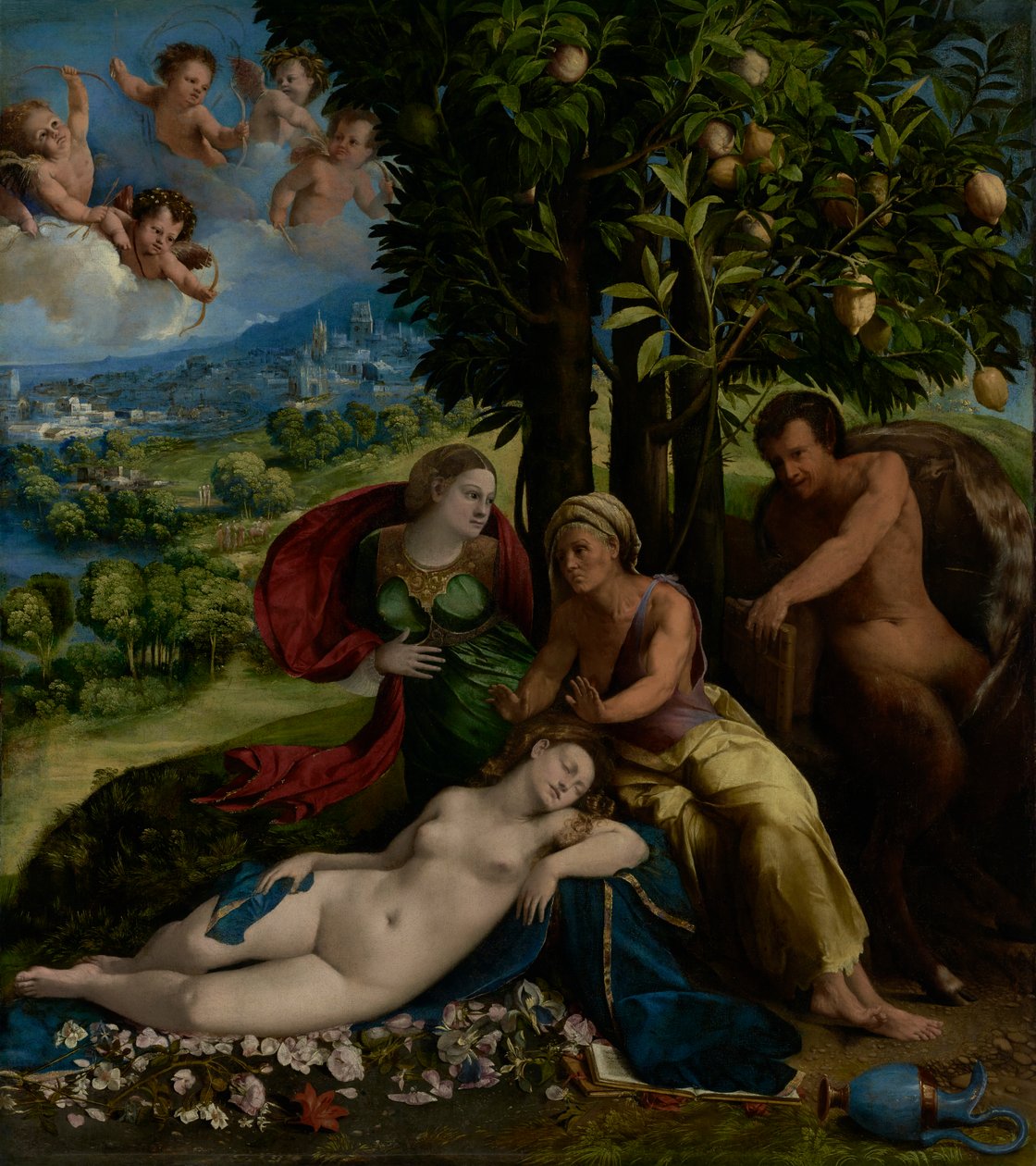 Mitolojik Sahne, c.1524 (tuval üzerine yağlı boya) by Dosso Dossi