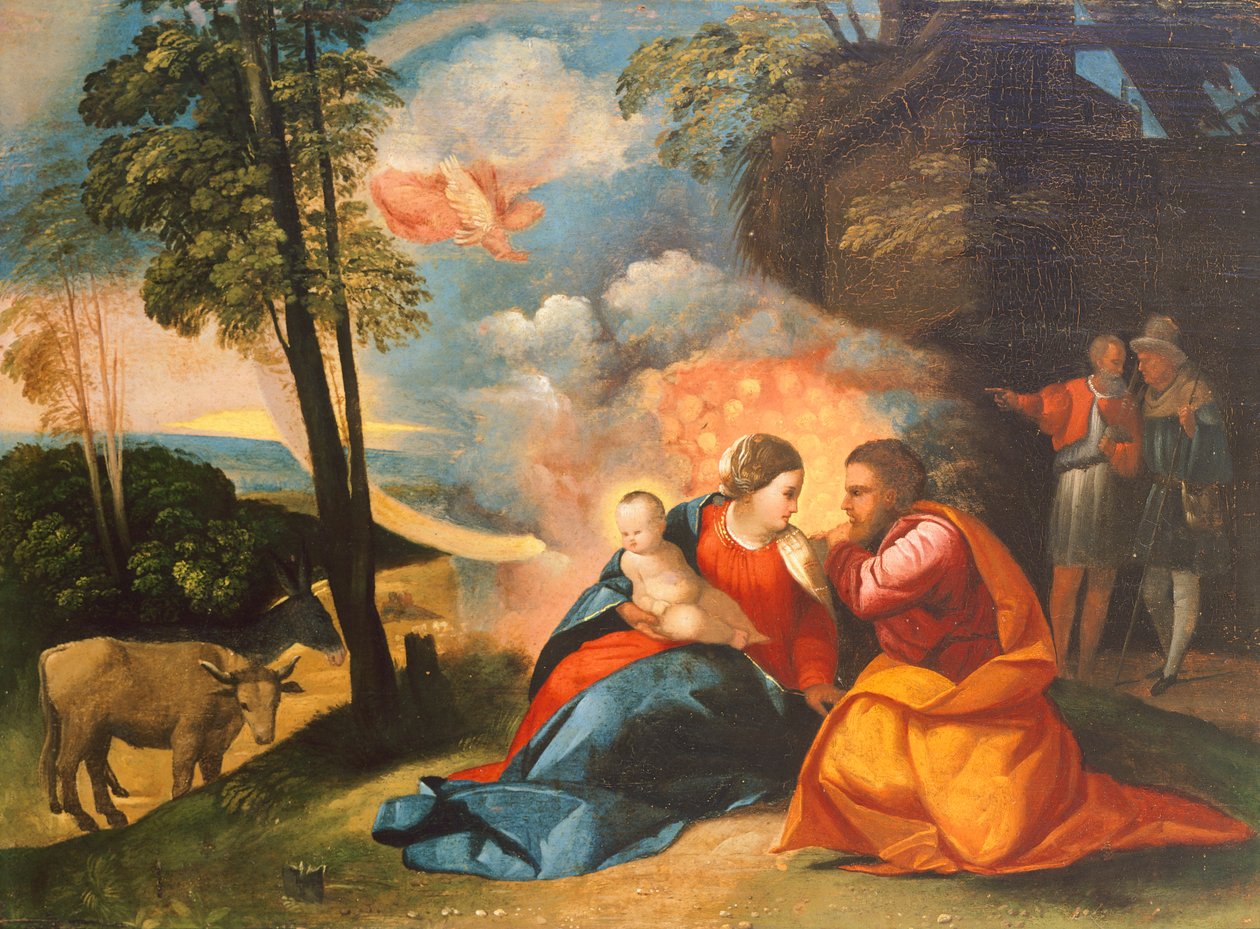 İsa'nın Doğuşu, yaklaşık 1512-1513, yazan Dosso Dossi (yaklaşık 1490-1542), panel üzerine yağlı boya, 39x54 cm by Dosso Dossi