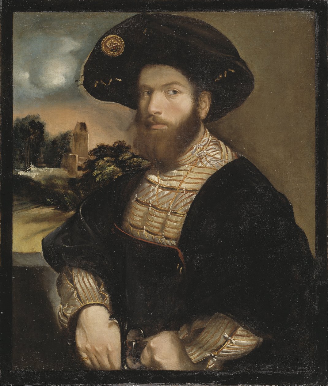 Siyah Bereli Bir Adamın Portresi, Dossi, Dosso (Giovanni di Niccolo de Lutero veya Luteri) (yaklaşık 1486-1542). Tuval üzerine yağlı boya, yaklaşık 1530. Ebat: 85,5x71 cm. Ulusal Müze Stockholm by Dosso Dossi