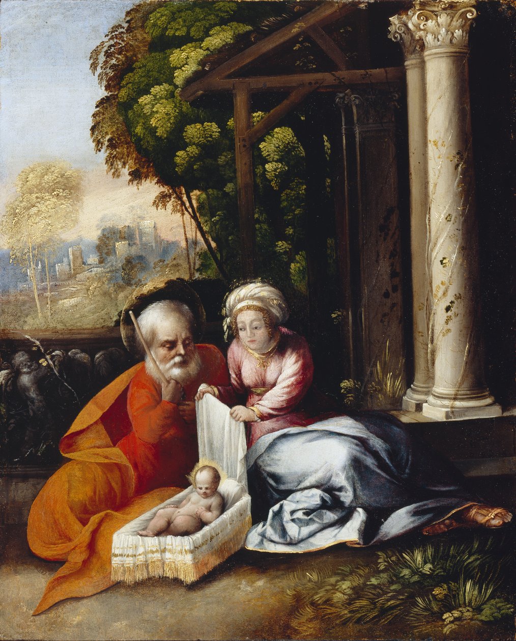 Kutsal Aile, c.1516 (ahşap panel üzerine yağlı boya) by Dosso Dossi