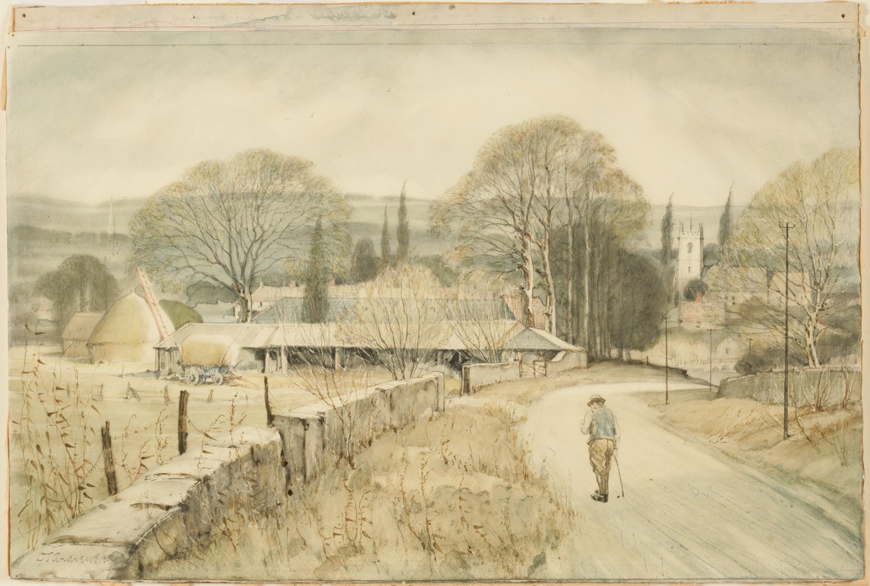Islip, Oxford yakınlarında (kağıda kalem ve tuvalet, gemiye yapıştırılmış) by Douglas Sharpus Andrews