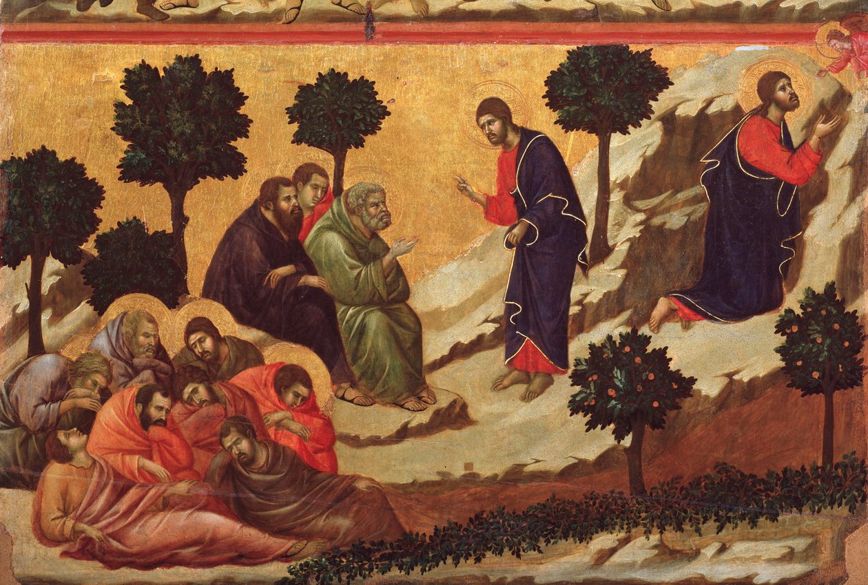 Bahçede ızdırap. Maesta sunağı (ahşap üzerine tempera by Duccio di Buoninsegna