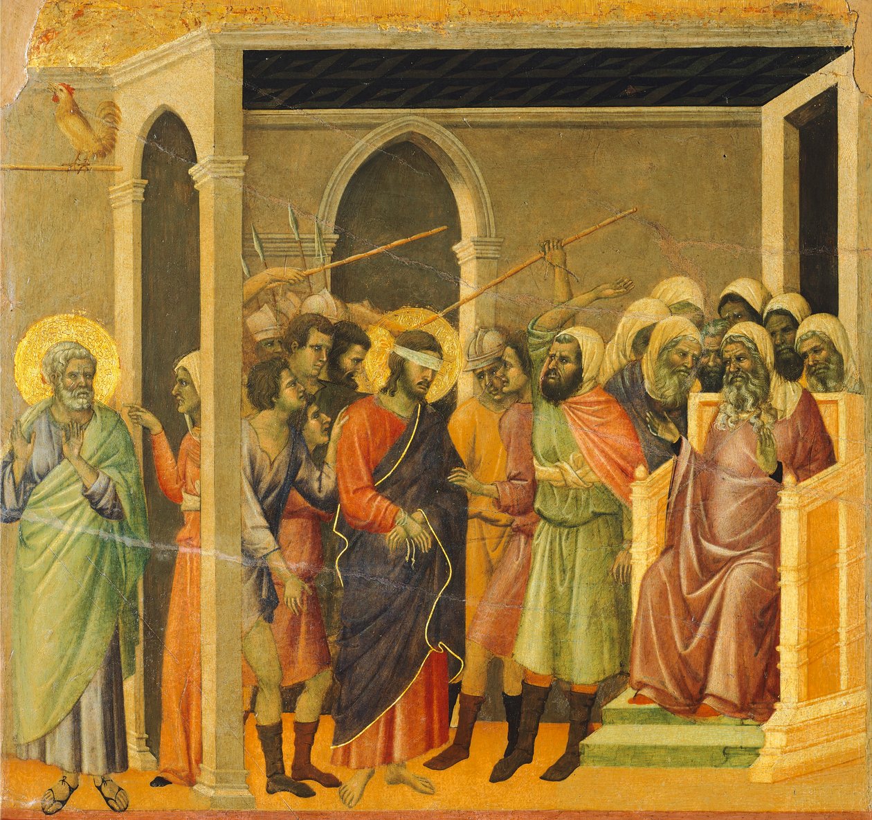 İsa alay etti, detay, Maestà
