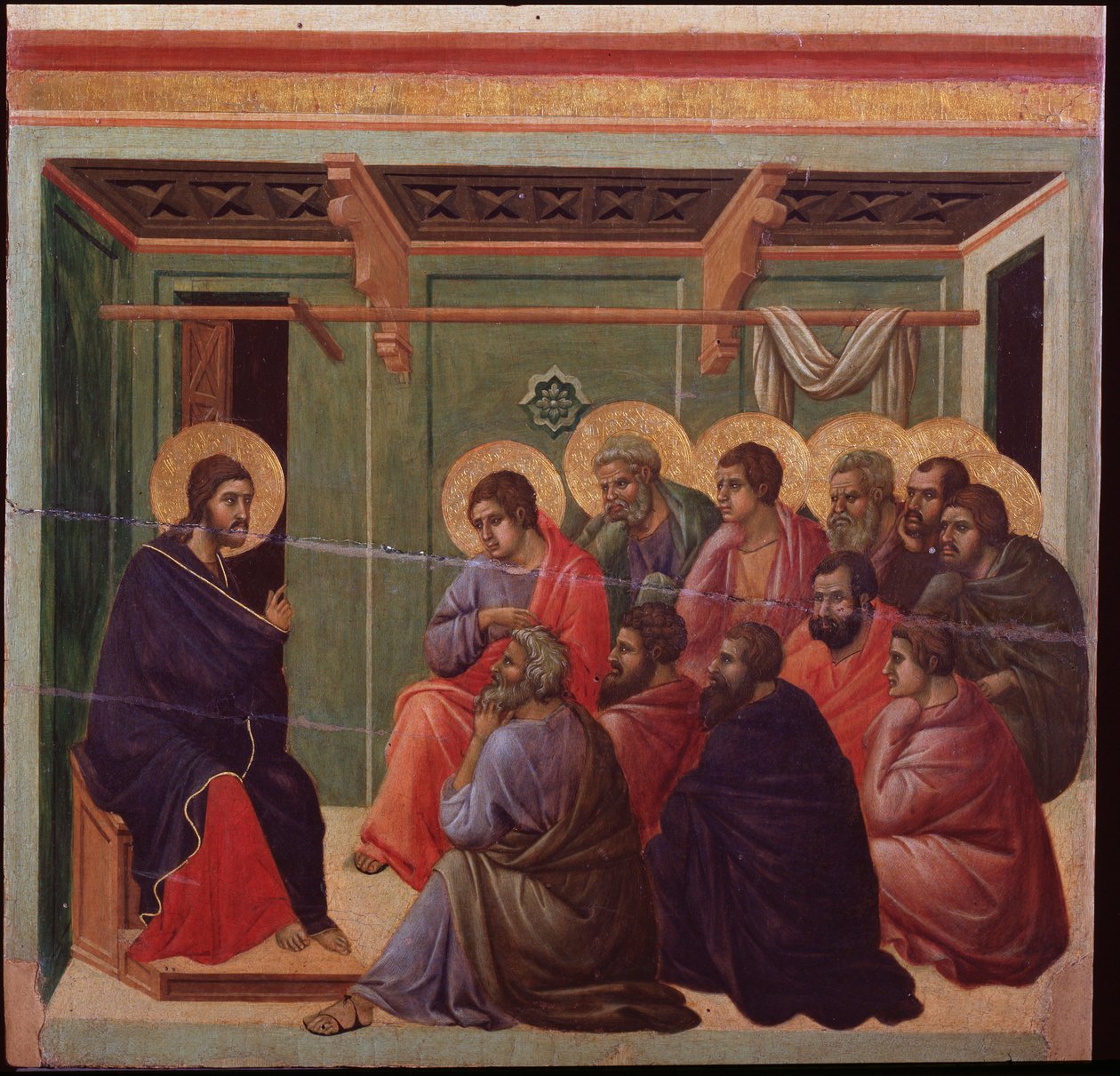 La Maesta Tutku: İsa, Havarilerden Veda Ediyor - Resim Duccio di Buoninsegna tarafından by Duccio di Buoninsegna