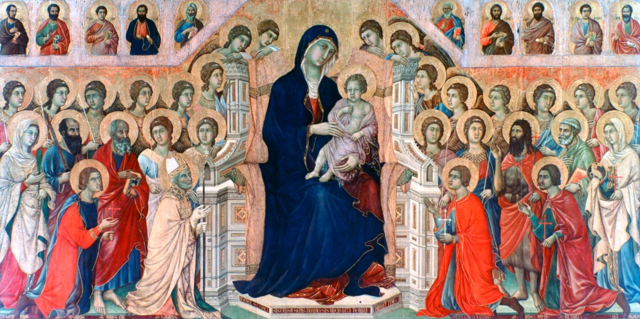 Maestà, Melekler ve Azizler ile Madonna, 1308-1311 by Duccio di Buoninsegna