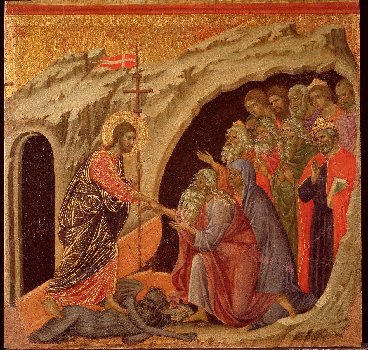 Tutku: Arafta iniş. Maesta sunağı (ahşap üzerine tempera ve altın by Duccio di Buoninsegna