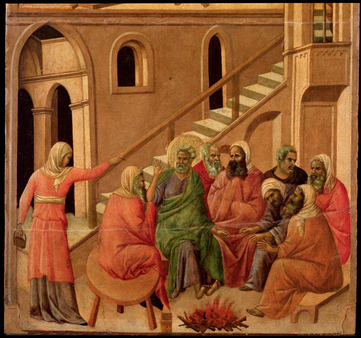 Peter'ın inkarı. Maesta sunağı (ahşap üzerine tempera ve altın by Duccio di Buoninsegna