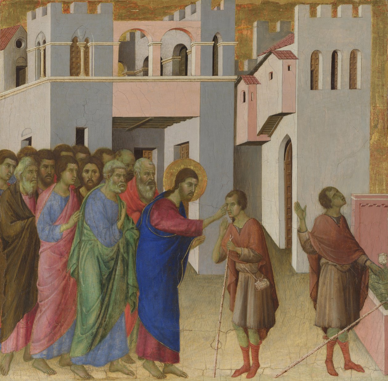 Doğuştan Kör Adamın İyileşmesi, yaklaşık 1308-1311 by Duccio di Buoninsegna