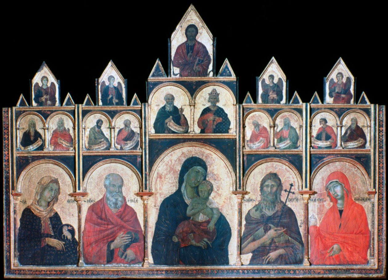 Mesih Çocuk ve Azizler ile Kutsal Bakire, c1278-1318 by Duccio di Buoninsegna