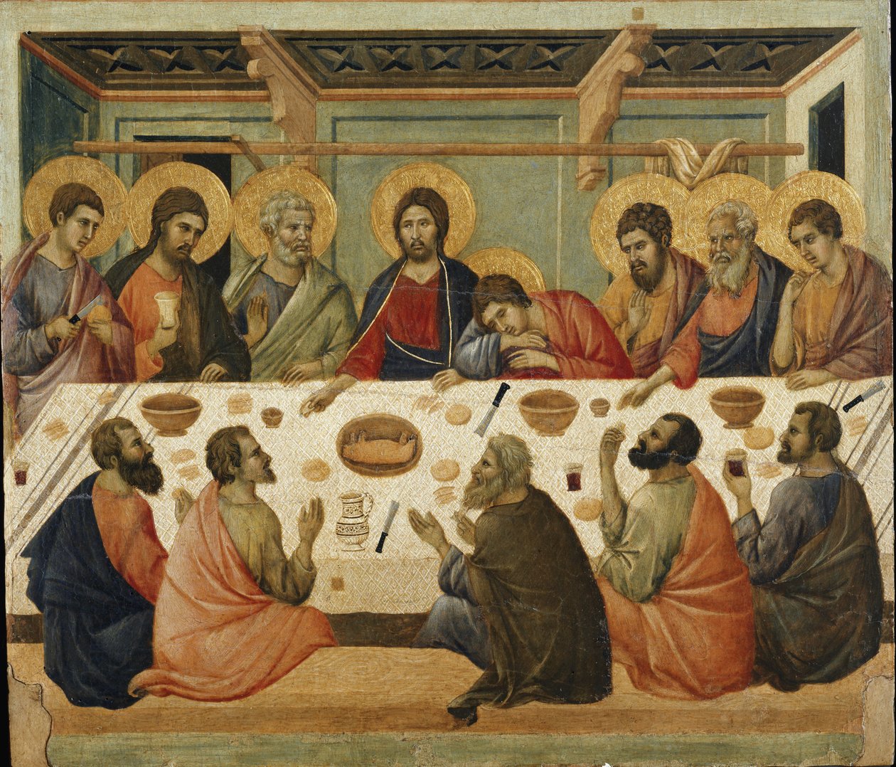 Rabbin Sofrası. Maesta sunağının arkası by Duccio di Buoninsegna