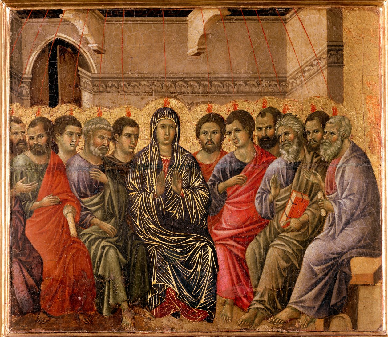 Maesta sunağının Pentecoot Arkası by Duccio di Buoninsegna