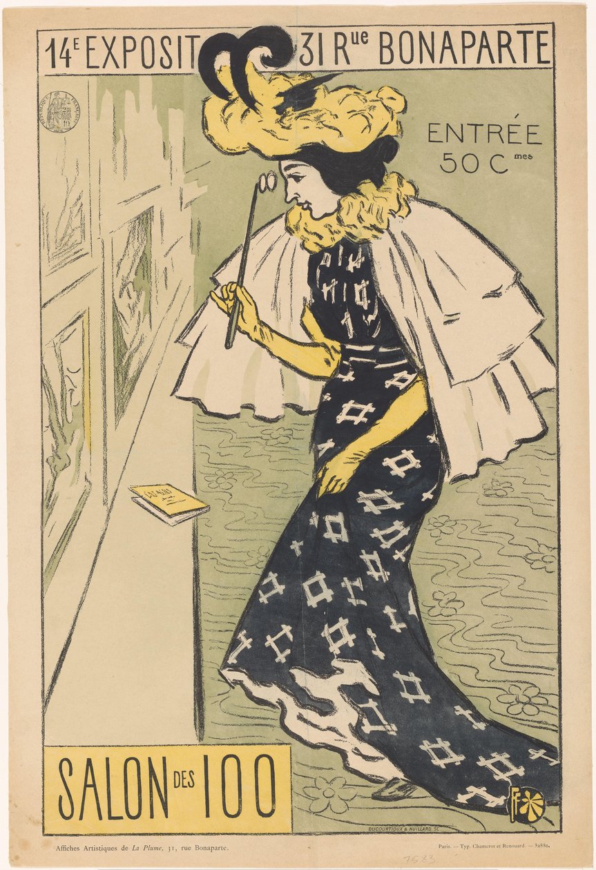 Salon des 100'ün on dördüncü sergisi için afiş by Ducourtioux and Huillard