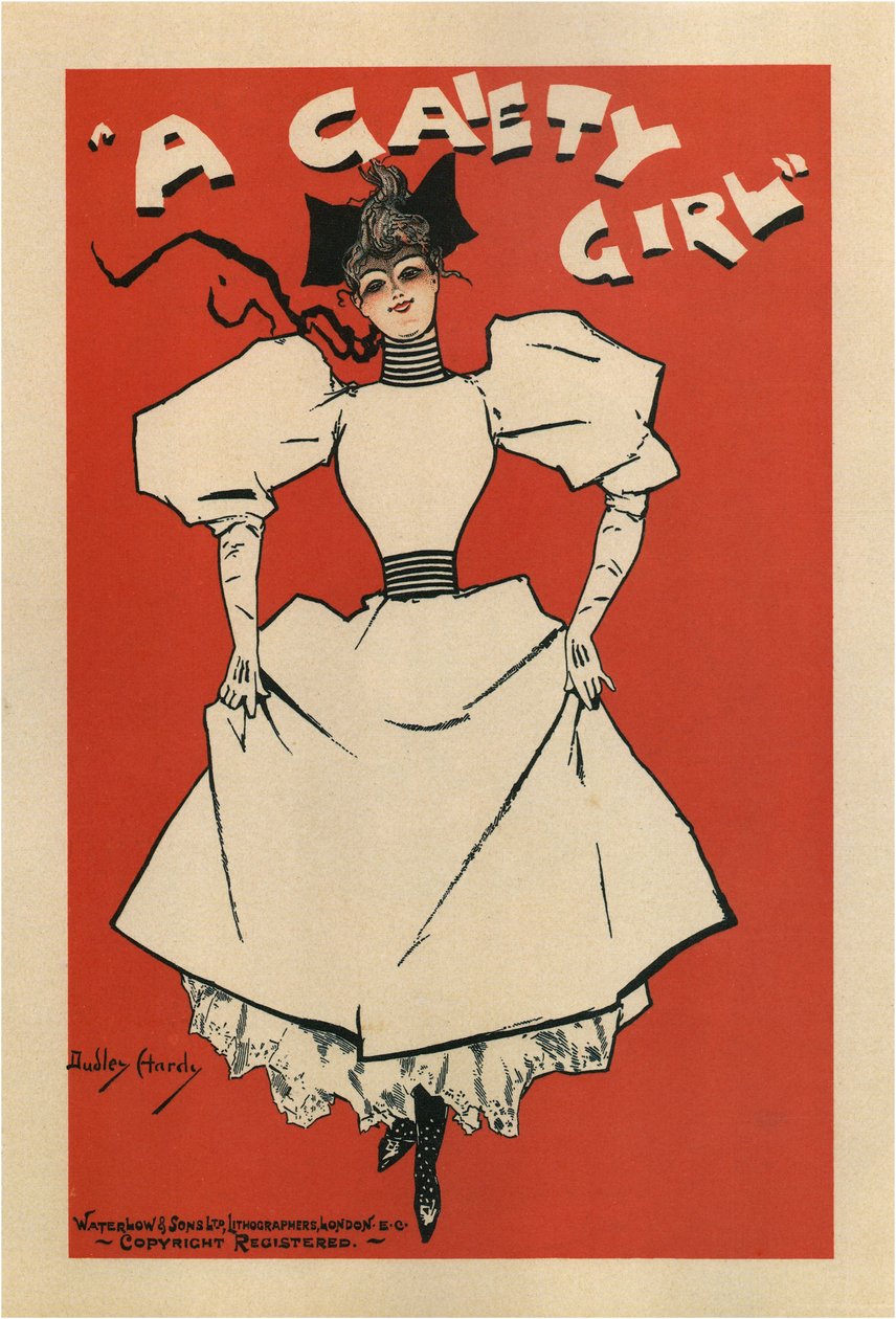 Sidney Jones'un müzikal komedi A Gaiety Girl için afişi, 1895 by Dudley Hardy