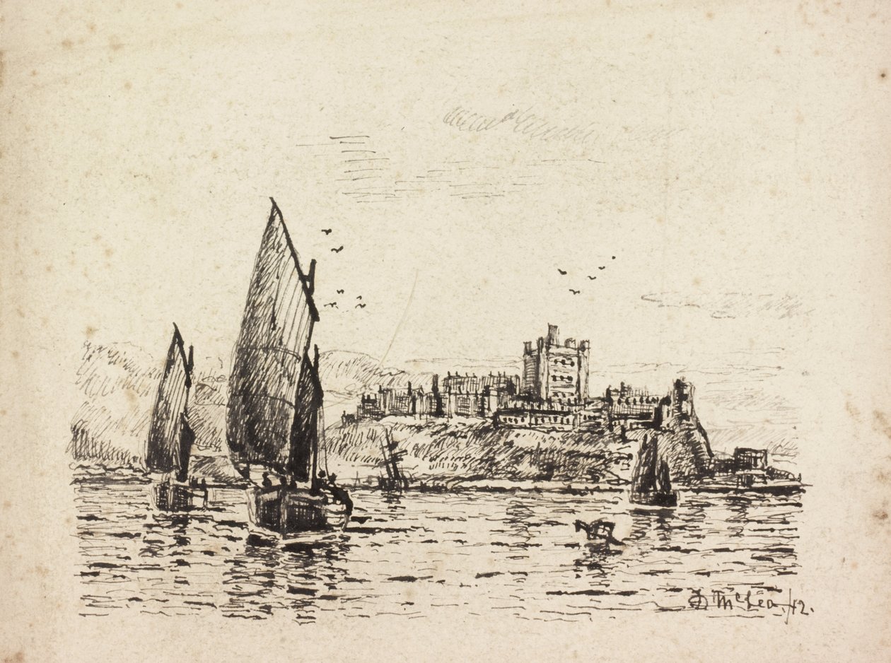 Bamburgh Kalesi Kapalı (kağıt üzerine siyah mürekkep) by Duncan F. McLea