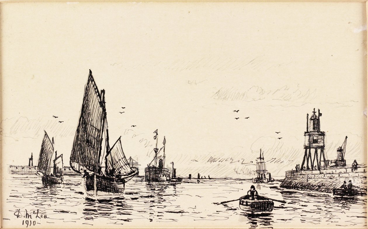 Groyne. South Shields (kart üzerinde siyah mürekkep) by Duncan F. McLea
