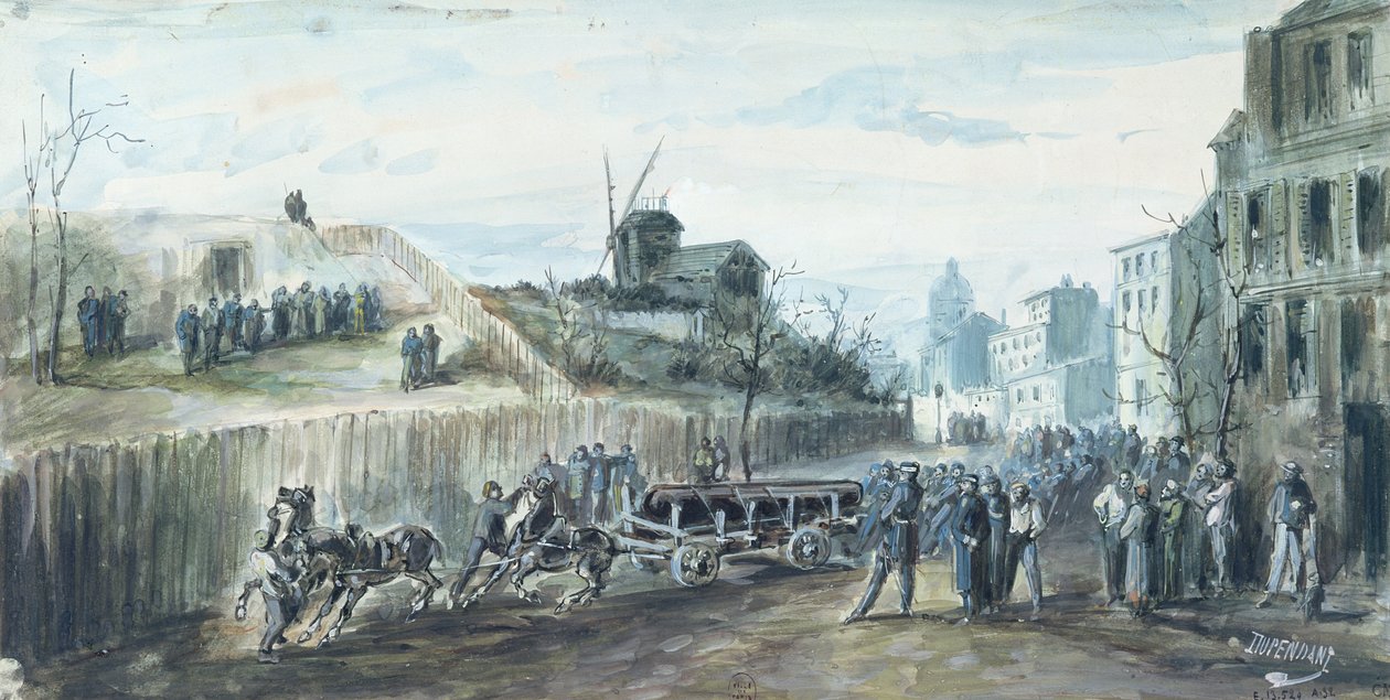 1870 Paris Komünü sırasındaki olay (kağıt üzerinde yıkama) by Dupendant