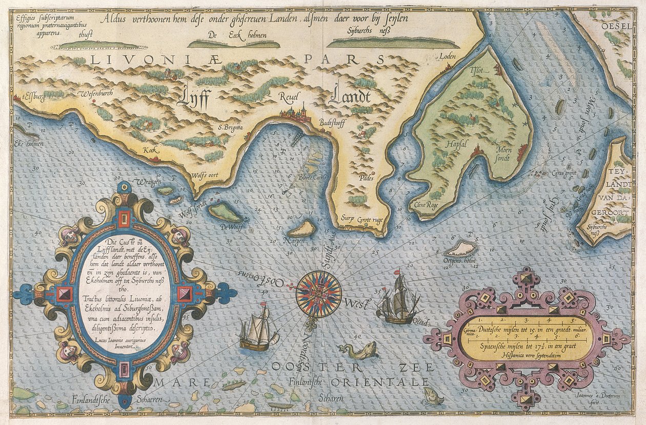 Baltık Denizi Hollanda Ticaret Haritası (el renkli gravür) by Dutch School