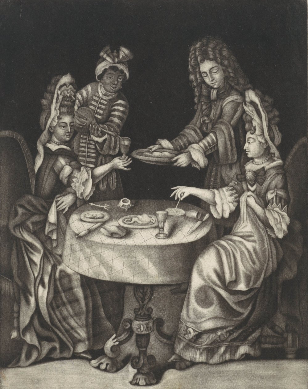 İki bayan yemek, 1650-1701 (baskı) by Dutch School