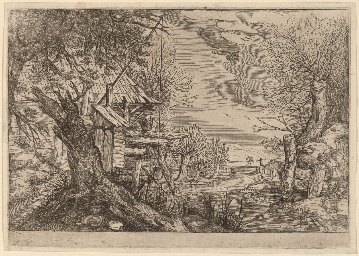 Nehir yakınında günlük ev ile manzara by Dutch 17th Century, formerly Jacques de Gheyn II