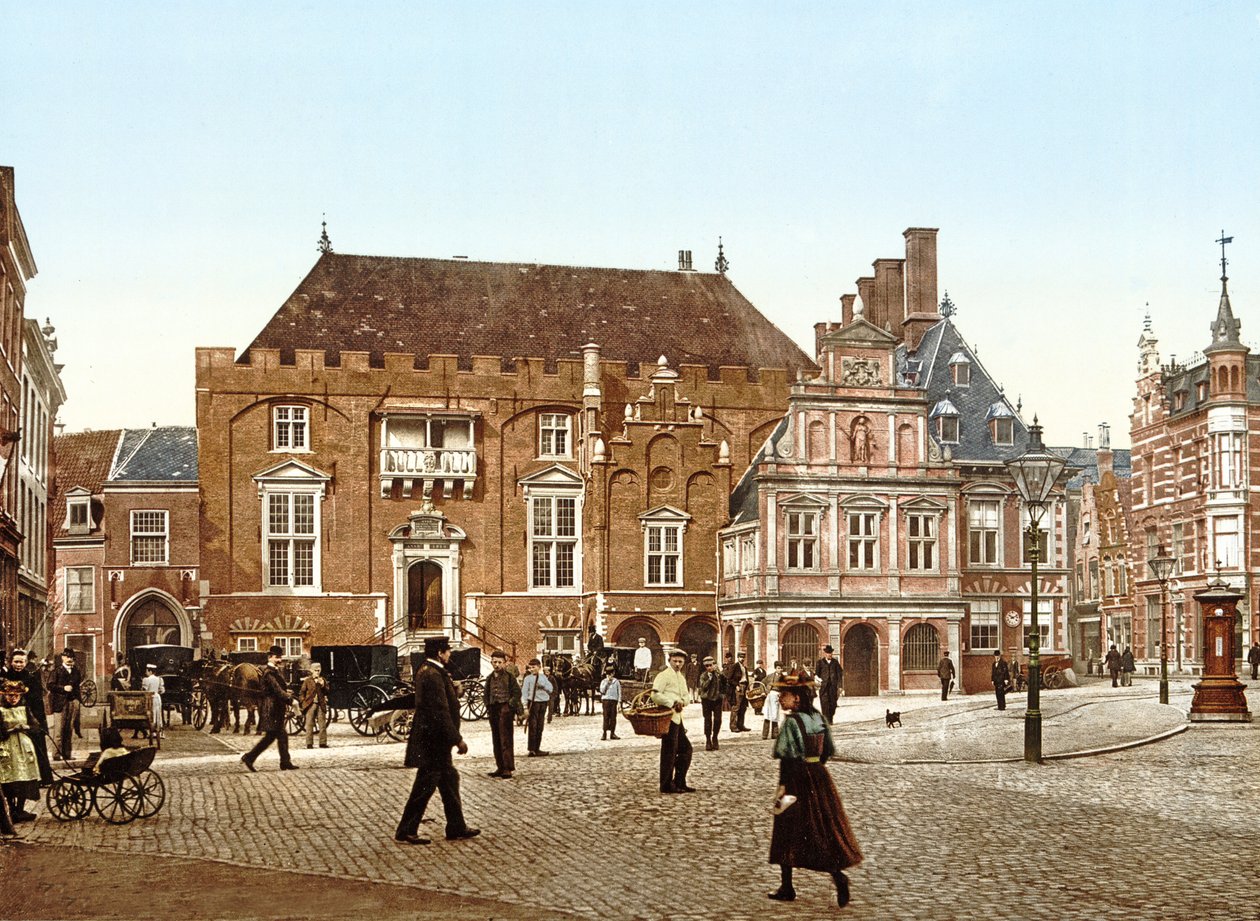 City Hall on the Grote Markt, Haarlem, Holland, pub.c. 1900  by Dutch Photographer