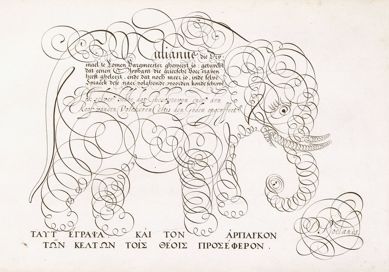 Bir filin kaligrafik tasarımı, 1616-1617 ve 17. yüzyılın sonları by Dutch School
