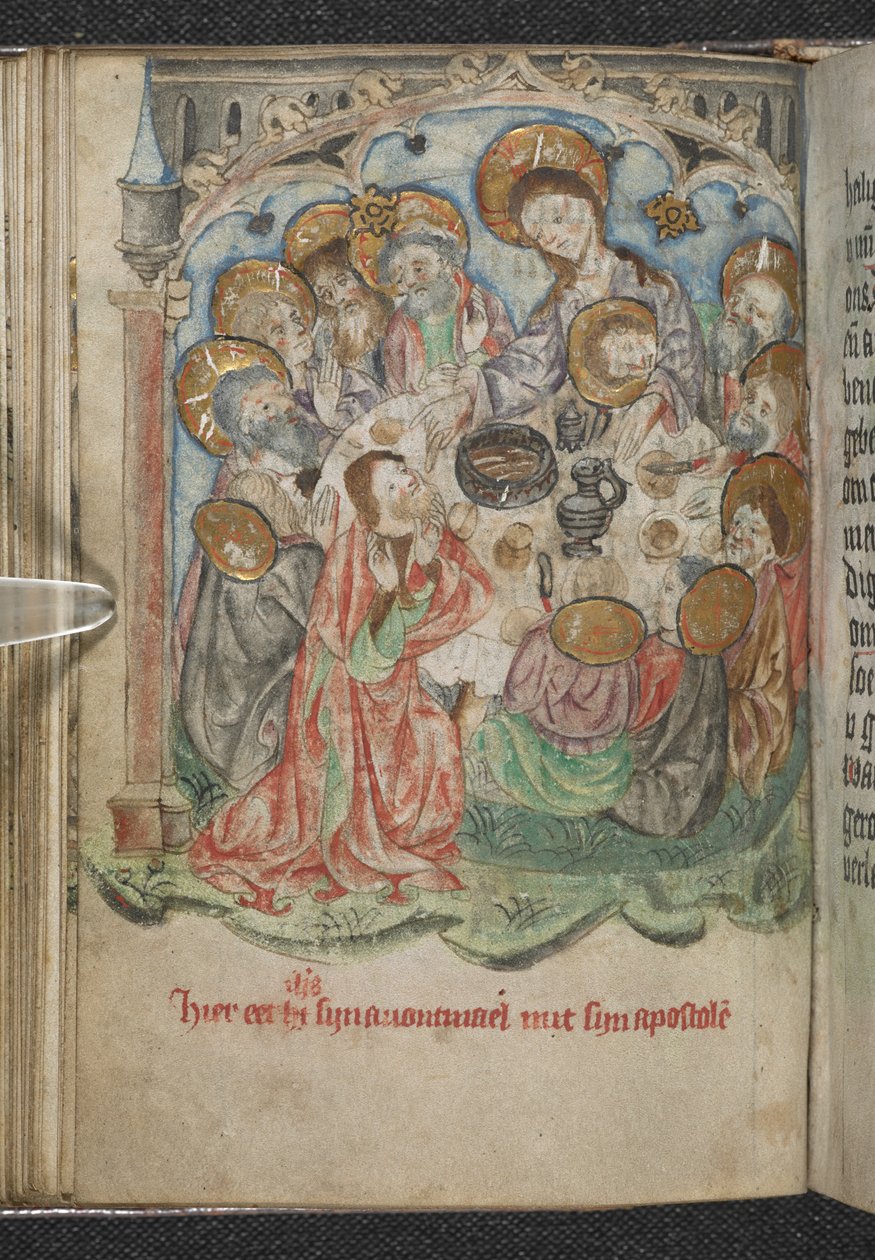 50005 f.85v, Son Akşam Yemeği, c.1410-20 (parşömen) ekleyin by Dutch School