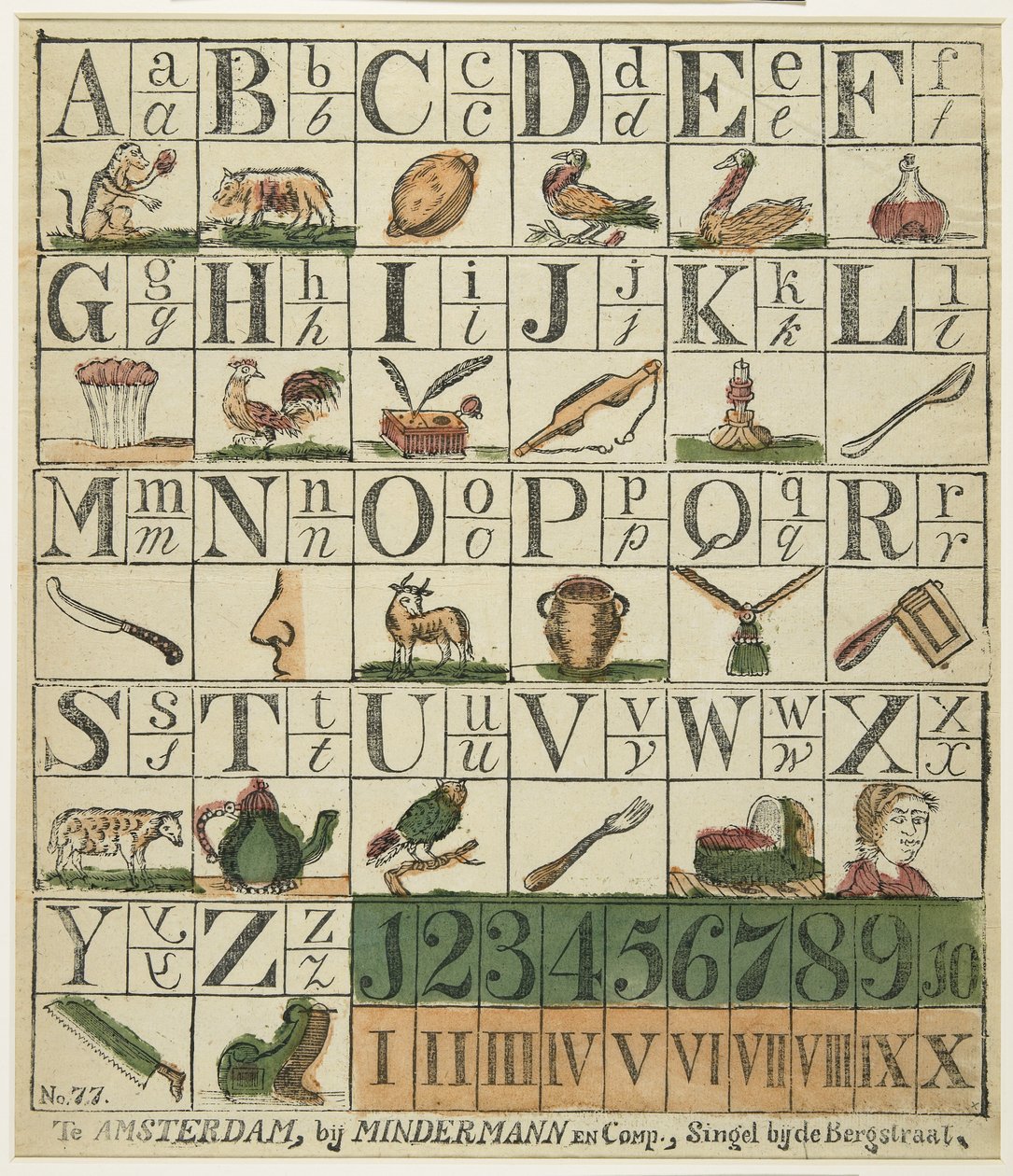 Çocuk Alfabesi (el boyaması gravür) by Dutch School