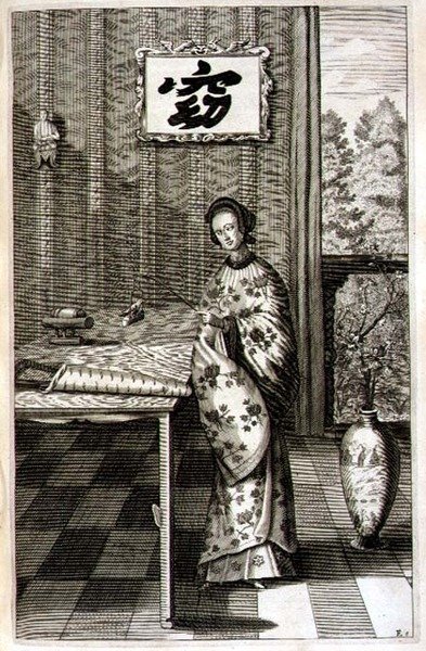 Bülbüllü Çinli Kadın, Athanasius Kircher (1601-80) 1667 (gravür) tarafından 