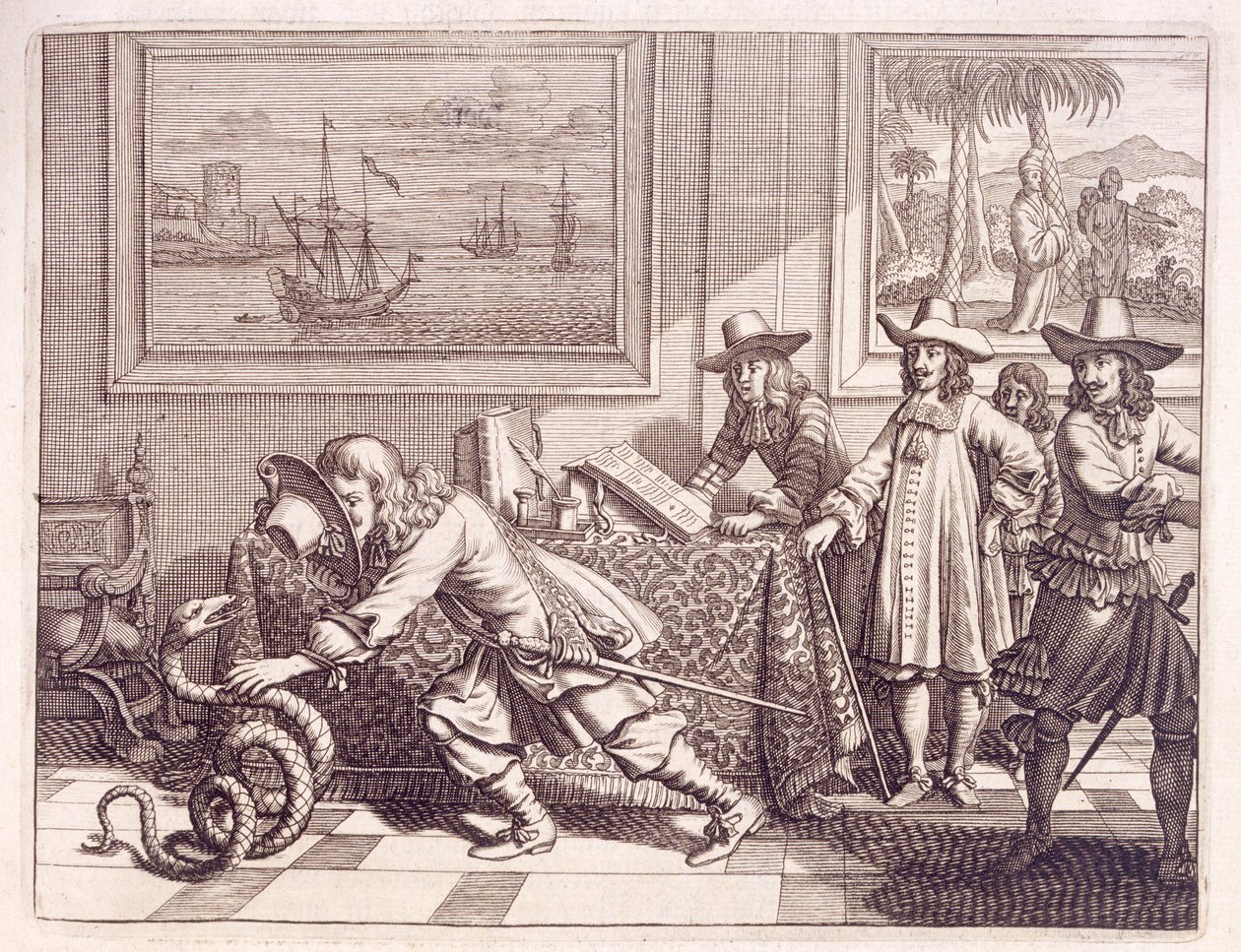 Hollanda Subay Odalarını İstila Eden Bir Kobra ile Başa Çıkmak, 1672 by Dutch School