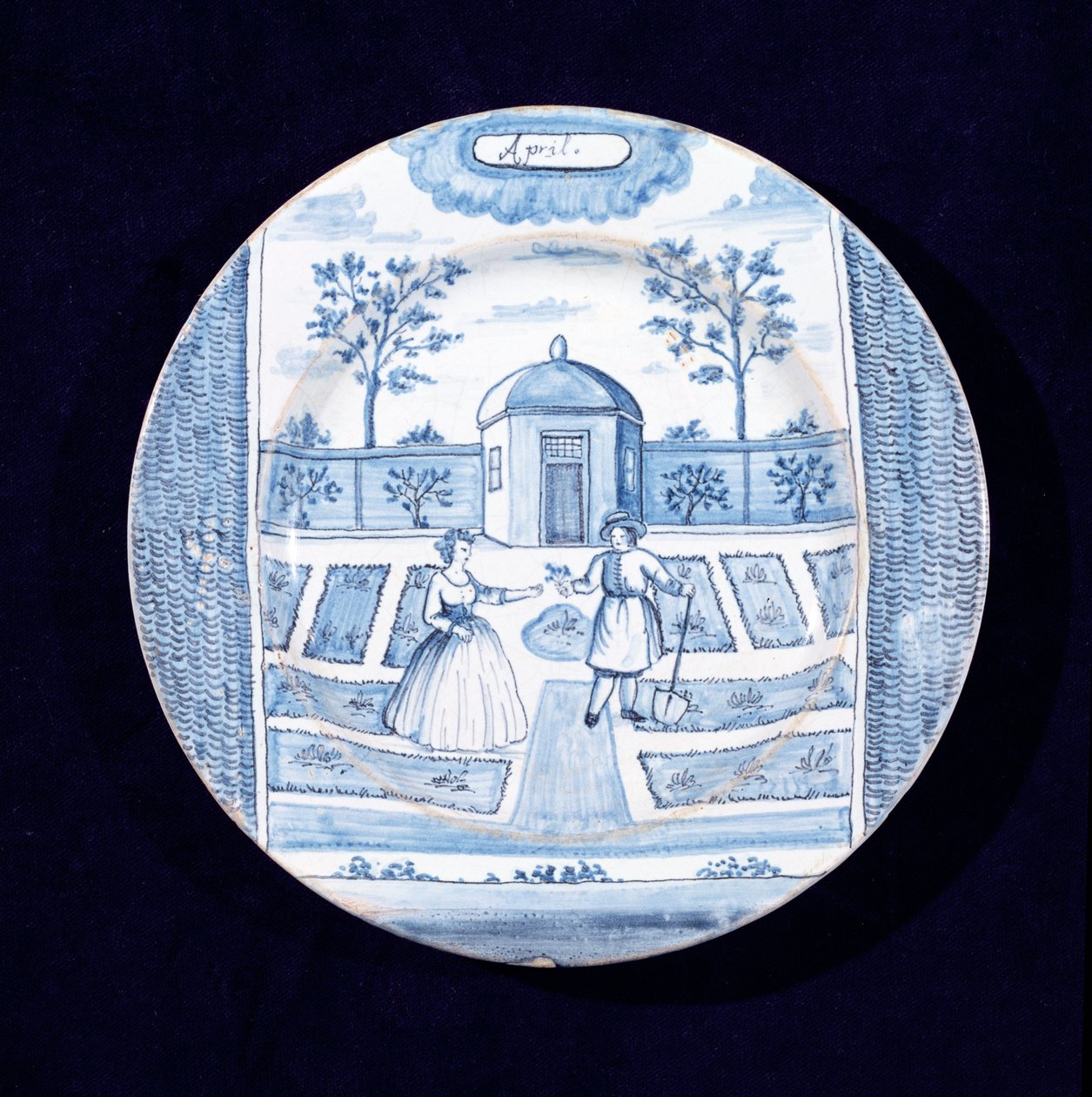 Nisan ayını gösteren delftware levhası (kalay sırlı çanak çömlek) by Dutch School