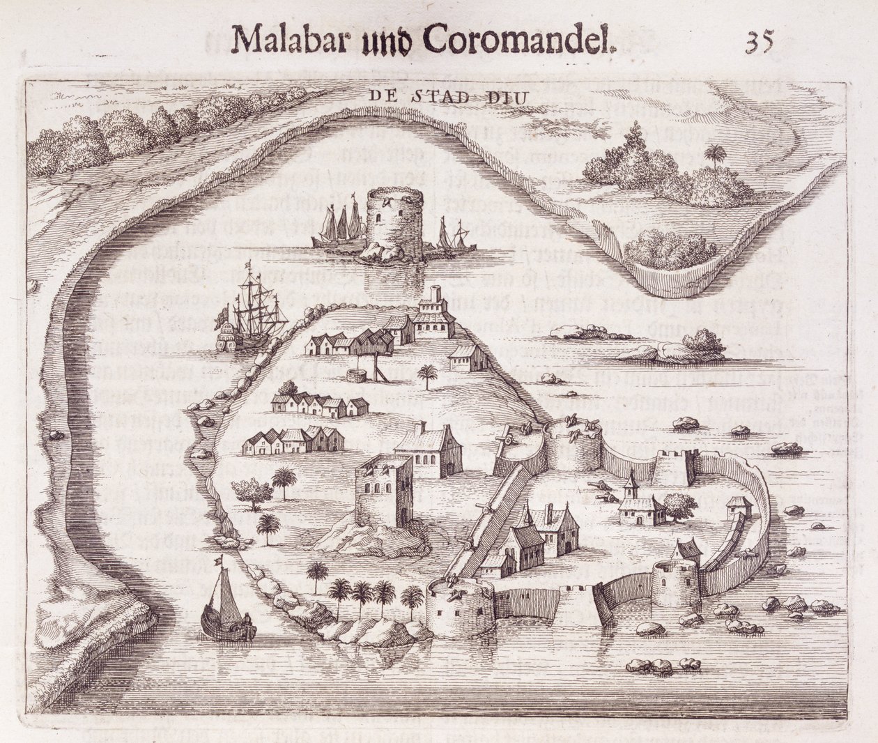 Malabar, Doğu Hint Adaları kıyısında Hollanda kalesi by Dutch School