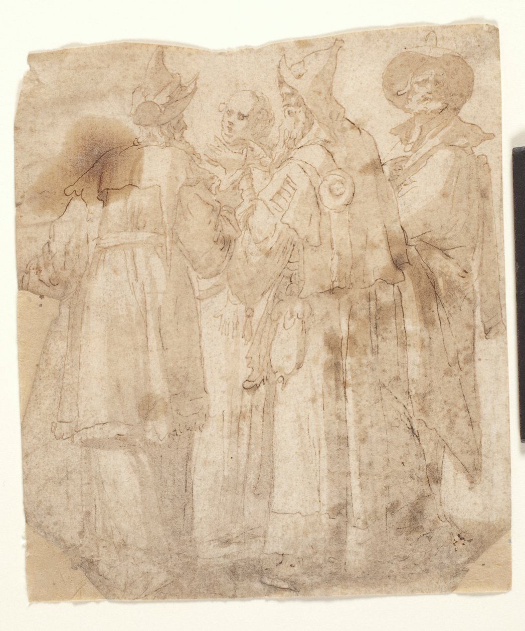 Dört Gezgin (kahverengi ve kağıt üzerinde yıkanmış) by Dutch School