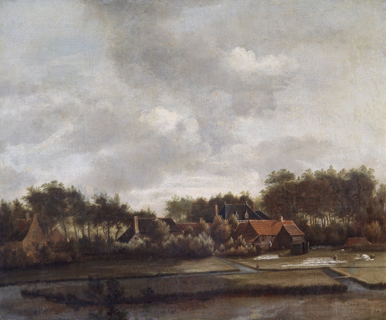 Ağartma zeminli manzara by Dutch School