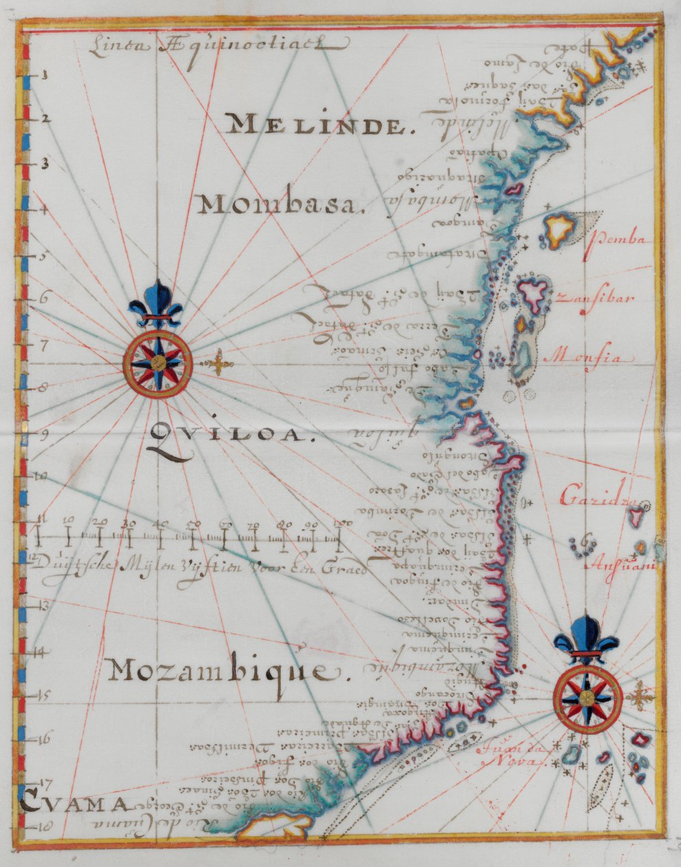 Mombasa, Doğu Afrika haritası. by Dutch School