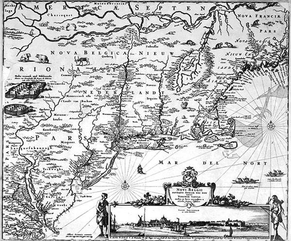 New Amsterdam Haritası, c.1650 (gravür) by Dutch School