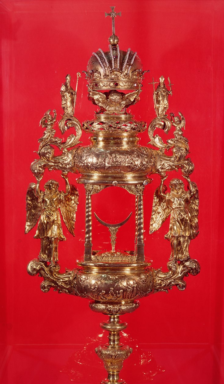 Monstrance, 1764 için Haarlem markasını ve muhtemelen yapımcıların işaretini taşıyan, delinmiş bir baklava (gümüş yaldızlı) by Dutch School