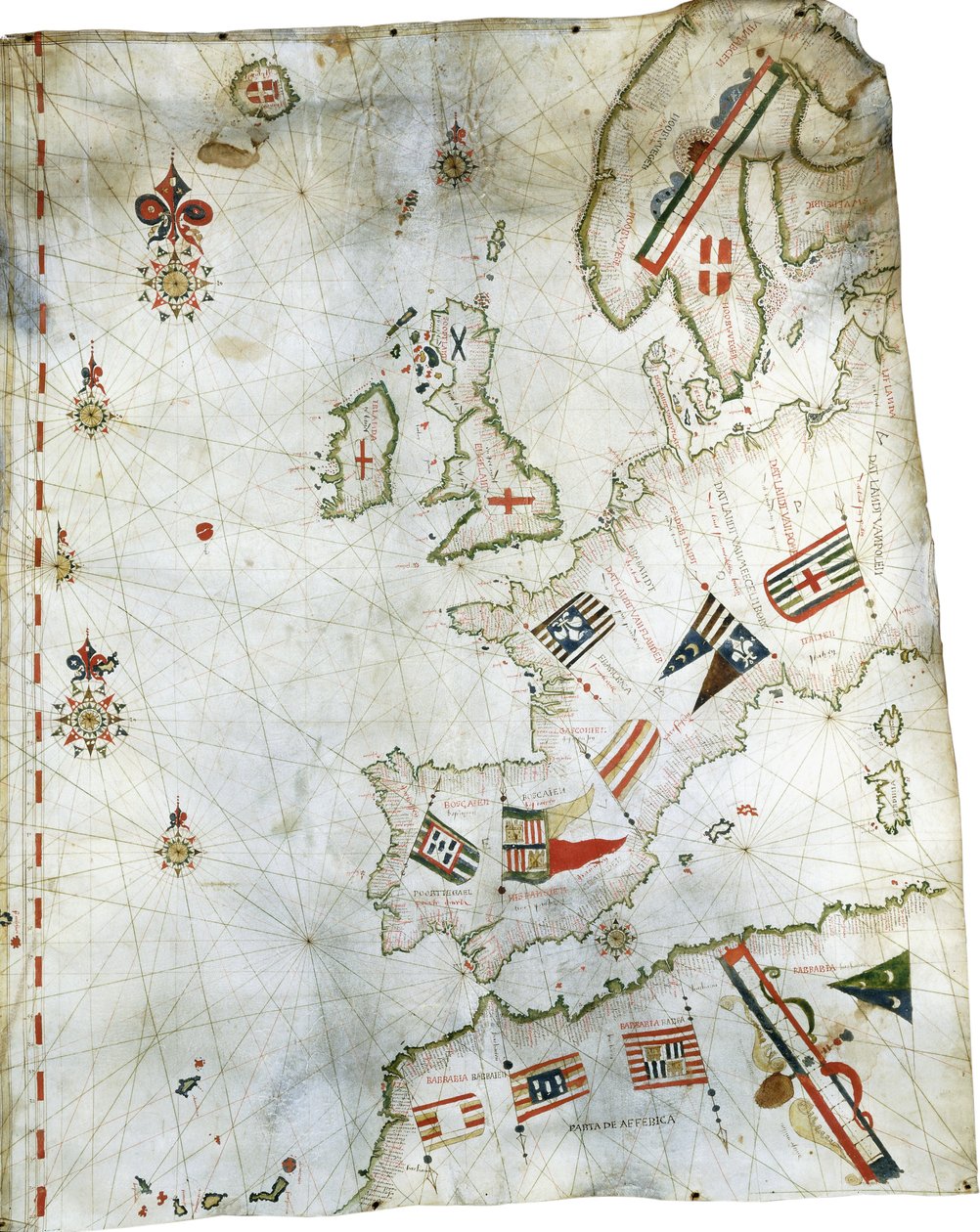 Batı Avrupa ve Kuzey Afrika Portolan Haritası, c.1580 by Dutch School