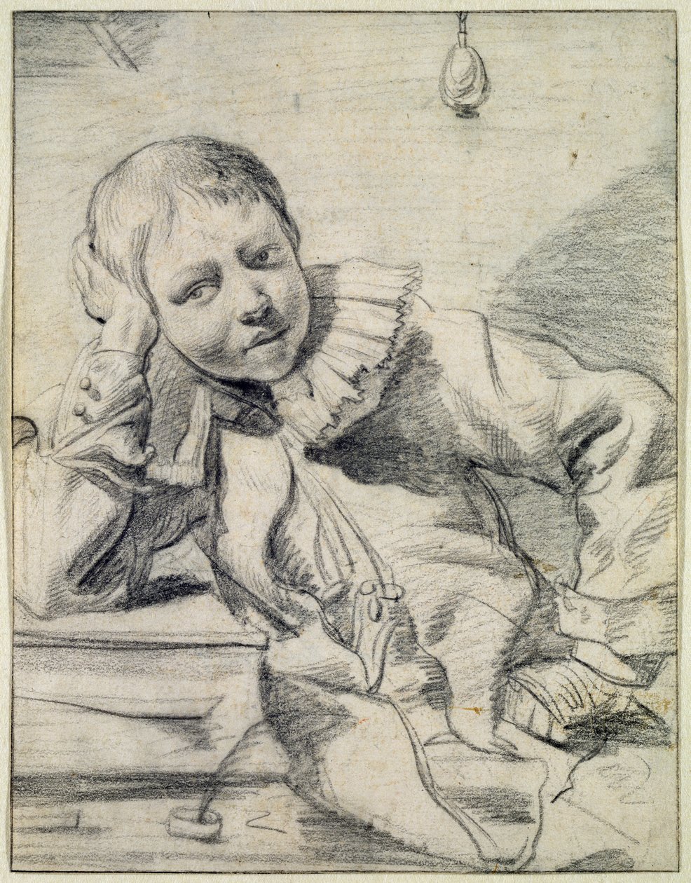 Öğrenci Masasında, c.1630-45 (kağıt üzerinde tebeşir) by Dutch School