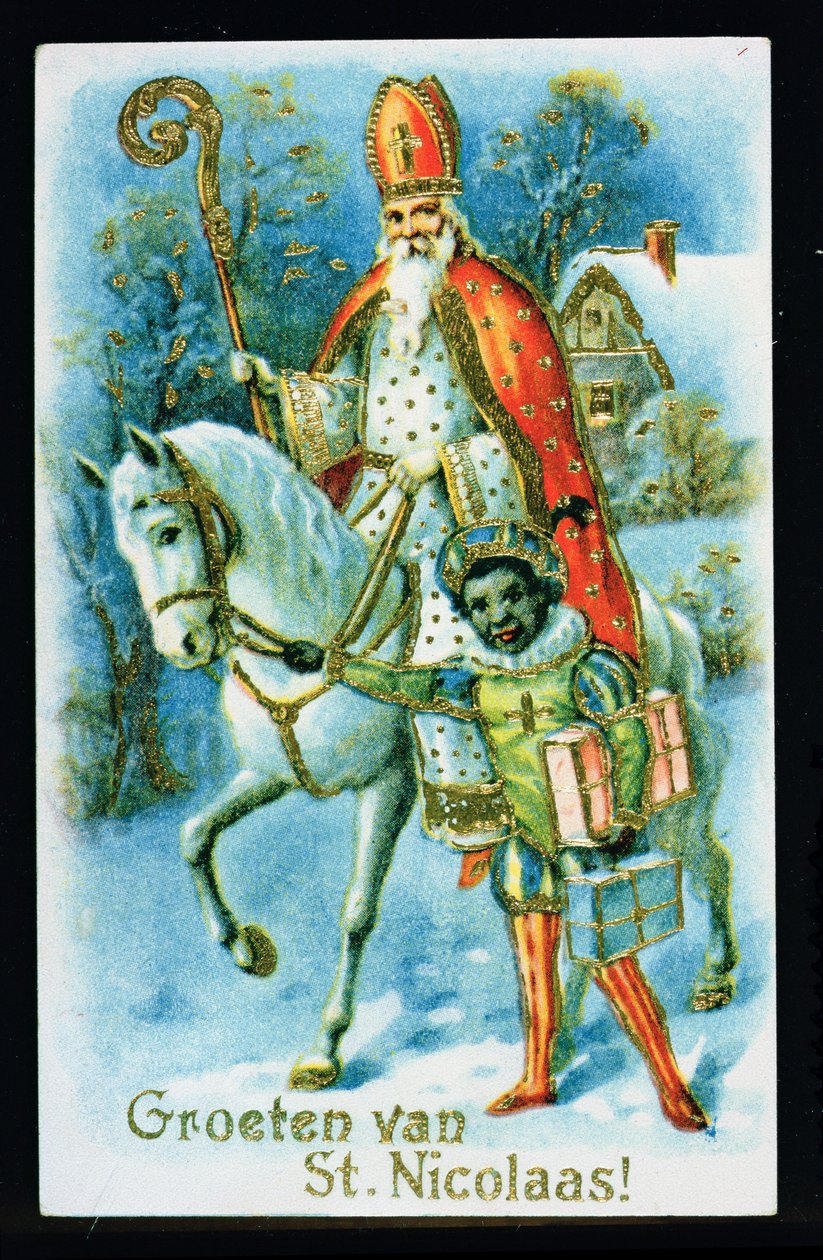 St.Nicholas ve siyah bir yardımcı, c.1890, Hollanda kartı by Dutch School