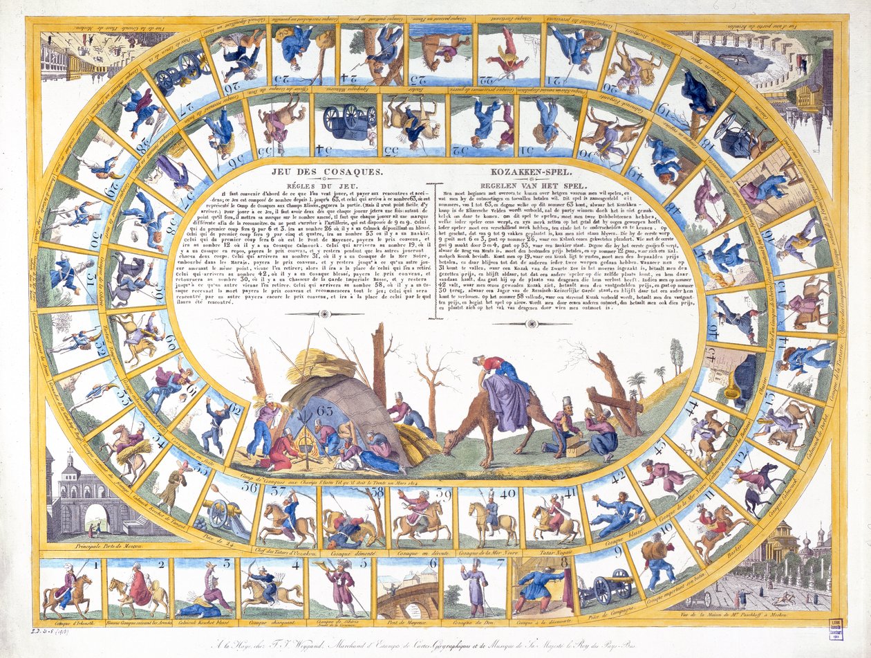 Farklı Rus askerlerinin çizimleriyle Kazak Oyunu, c.1815-16 by Dutch School