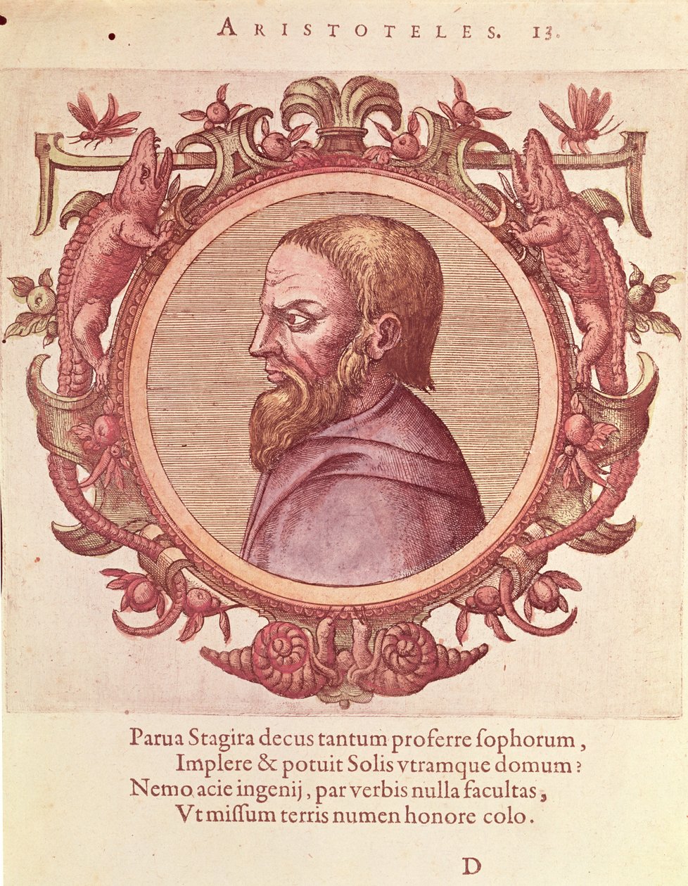 Filozof Aristoteles (MÖ 384-322), Johannes Sambucus (1531-1584) tarafından yazılan Antik ve Yeni Fizik ve Filozofların İkonları