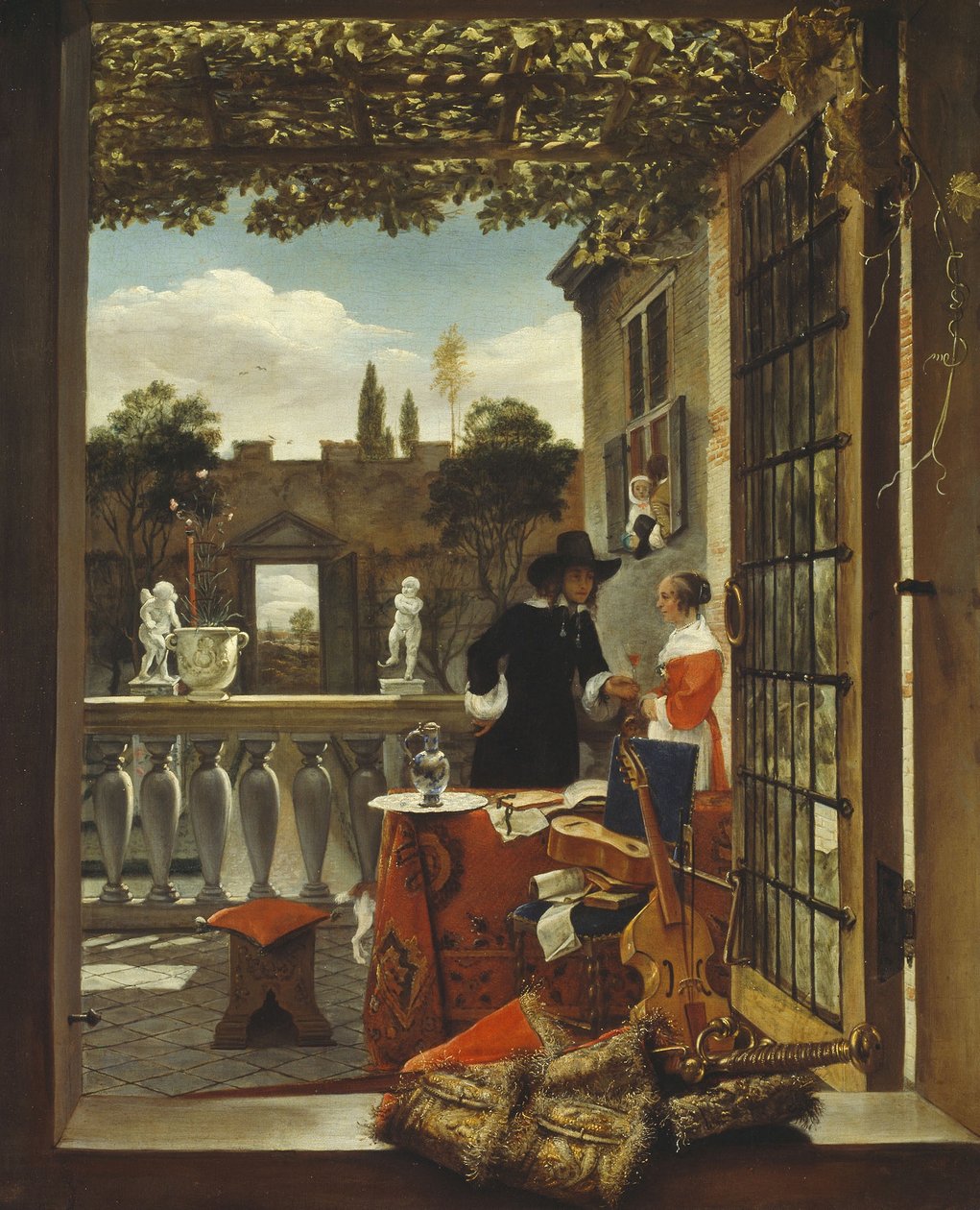 Teras, c.1655-65 (tuval üzerine yağlı boya) by Dutch School