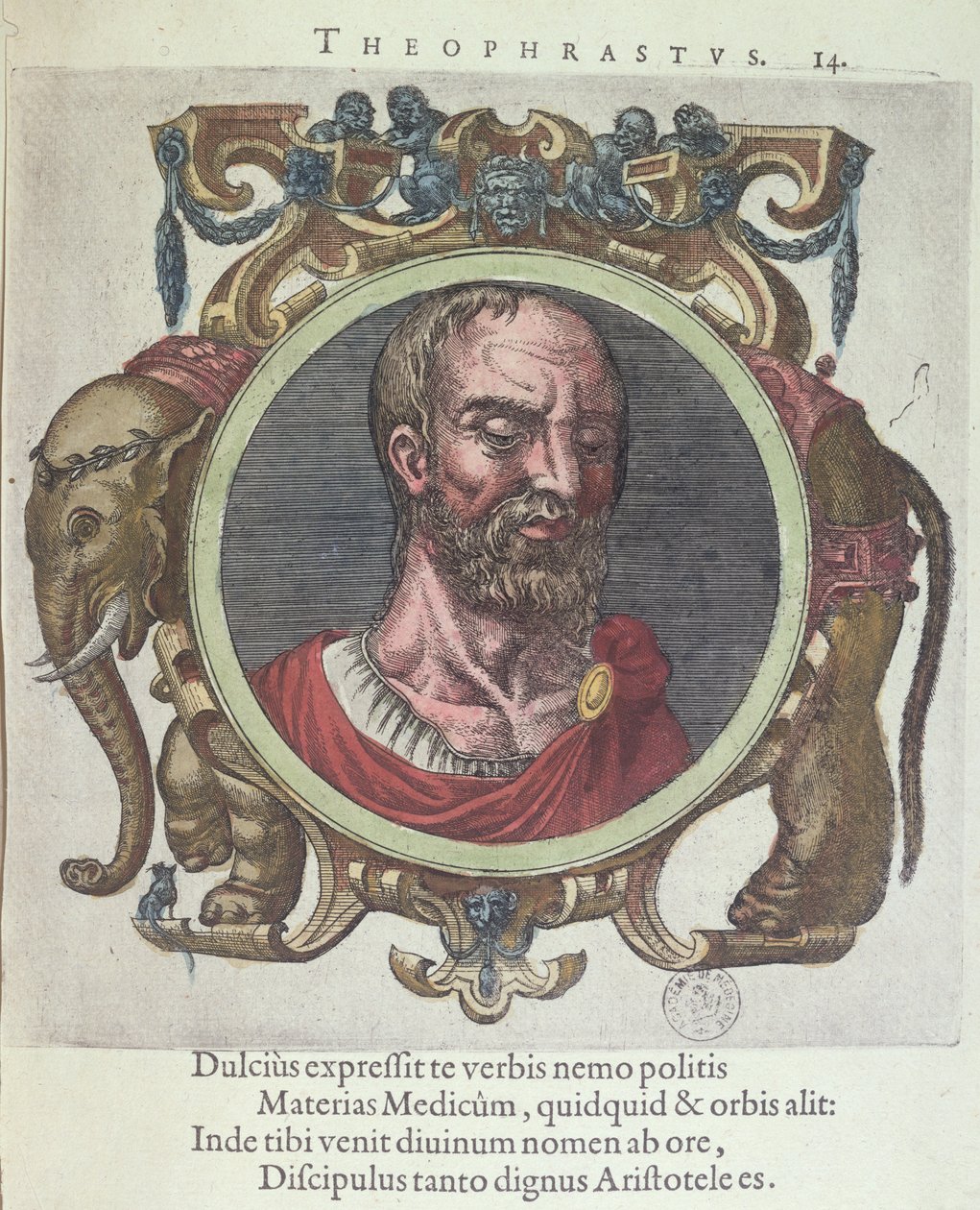 Theophrastus (c.372-287 BC), Johannes Sambucus (1531-84) tarafından Eski ve Yeni Fizik ve Filozoflardan alınan çizim, Plantin tarafından Leyden 1603
