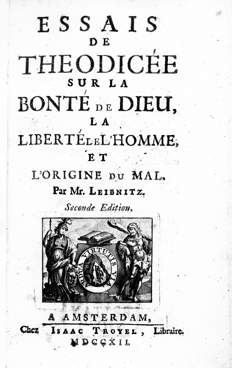 Gottfried Leibniz tarafından Theodicee için Başlık Sayfası, ikinci baskı 1712