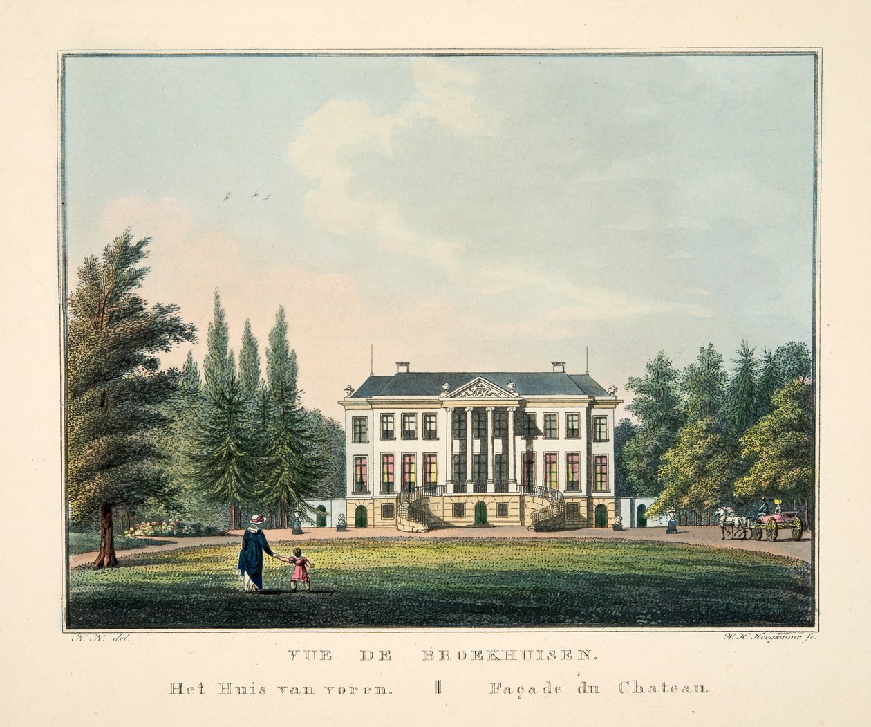 Vue de Broekhuisen. Ev önden. Cephe du Chateau by Dutch School